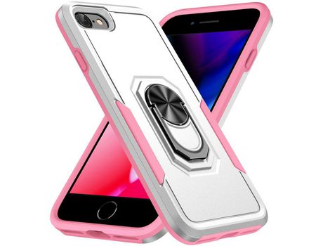 Funda TPU con suporte dobrável branco/rosa por iPhone SE (2022)/SE (2020)/7/8 4.7