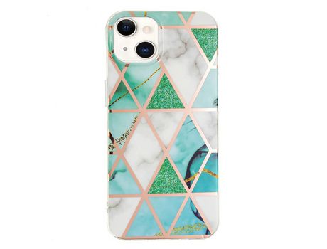 Funda TPU patrón mármol galvanizado branco verde por iPhone 13 mini 5.4