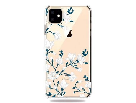 Carcasa TPU patrón de impresión clara flores brancas por Apple iPhone XR 6.1 pouces (2019)