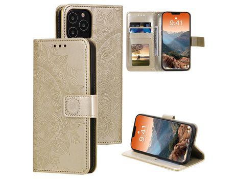 Carcasa PU flor imprint ouro por Apple iPhone 12 Max/Pro 6.1