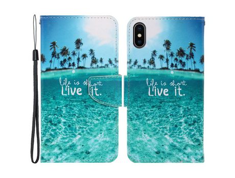 Funda PU con suporte magnético Tempo à beira-mar por iPhone X/XS 5.8