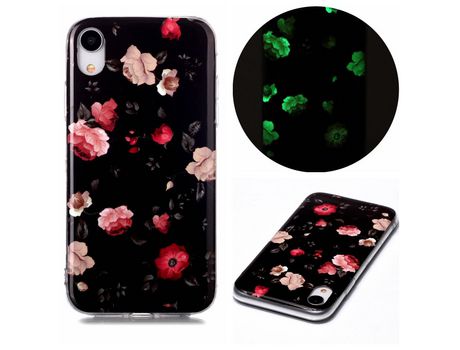 Carcasa TPU noctilucente flexibly flor rosa por Apple iPhone XR 6.1