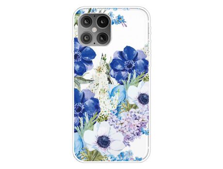 Carcasa TPU piel de impresión flexibly flores azuis por Apple iPhone 12 Max/12 Pro 6.1