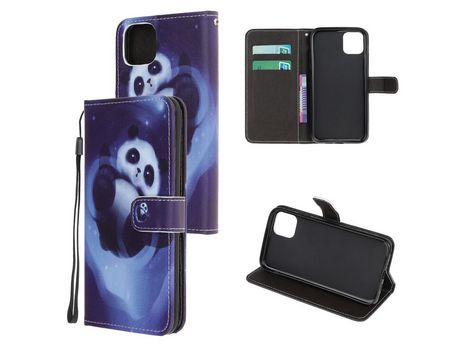 Carcasa PU estilo de impresión cross skin con bandolera panda por Apple iPhone 12 Pro 6.1