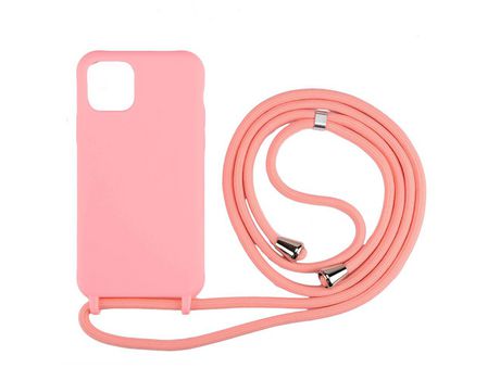 Carcasa TPU con bandolera multifuncional flexible rosa por Apple iPhone 11 6.1