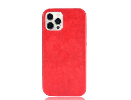 Carcasa TPU + PU piel de lichi saburral rojo por Apple iPhone 12 Pro/iPhone 12