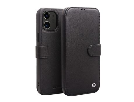 Carcasa de couro genuíno top fecho magnético comercial negro por Apple iPhone 12 Mini