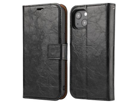 Funda PU + TPU textura de caballo Loco desmontable con suporte negro por iPhone 13 Pro 6.1