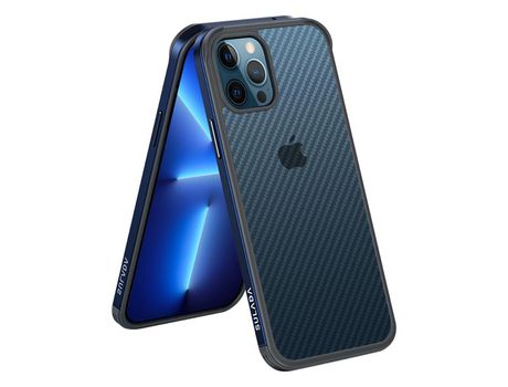 Funda TPU SULADA anti-queda textura en fibra de carbono híbrido azul por iPhone 13 Pro Max 6.7