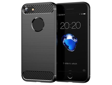 Funda TPU textura de fibra de carbono negro por iPhone 7 4.7 /8 4.7