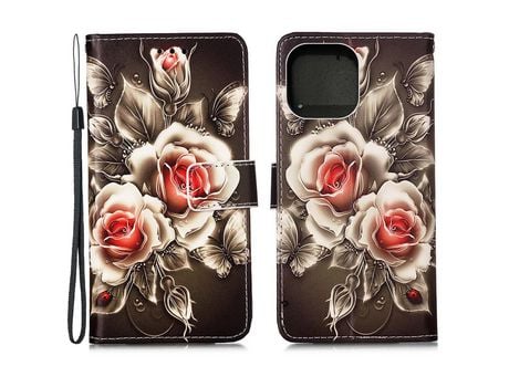 Funda PU + TPU con suporte de cor rosa por iPhone 13 6.1