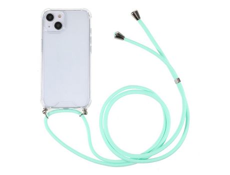 Funda TPU + acrílico antiqueda con cable ajustável verde menta por iPhone 13 mini 5.4