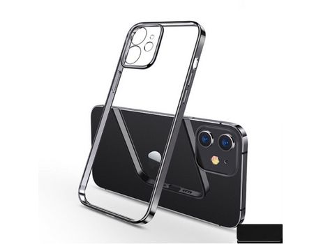 Carcasa TPU abertura ultrafina y precisa do agujero transparente con estrutura de galvanoplastia negro por Apple iPhone 11 6.1