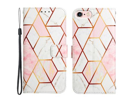 Funda PU patrón de mármol Rosa branco por iPhone SE (2022)/SE (2020)/8/7 4.7