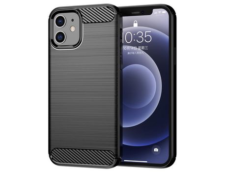 Funda TPU textura de fibra de carbono flexível negro por iPhone 12 mini 5.4