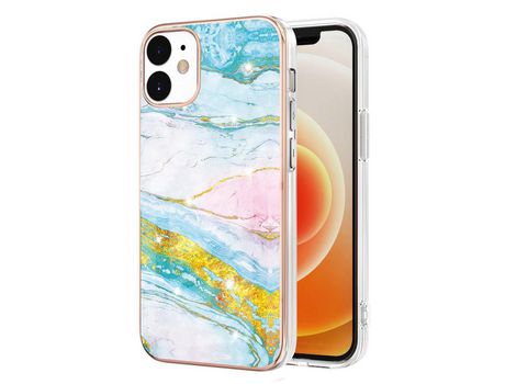 Funda TPU galvanizado patrón de mármol verde por iPhone 12 6.1