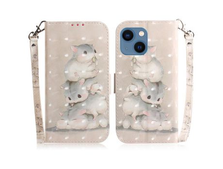 Funda PU + TPU decorazón de ponto de luz con suporte por hamster por iPhone 13 6.1