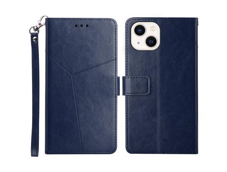 Funda PU patrón de linha en forma de y azul por iPhone 13 6.1
