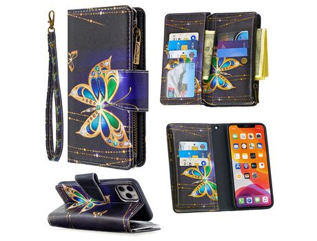 Carcasa PU estante de impresión patrón polilla de cristal por Apple iPhone 11 Pro Max 6.5
