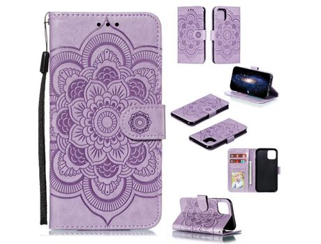 Carcasa PU teste patrón dy flor da mandala do sol roxo por Apple iPhone XS/X 5.8 pouces (2019)