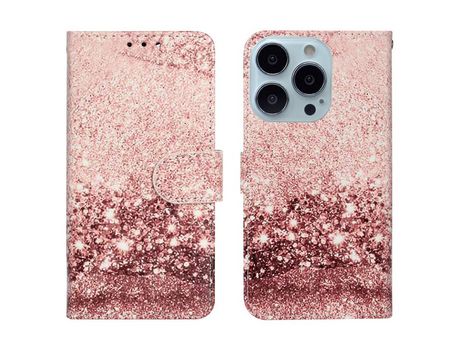 Funda PU + TPU con fundo de ouro rosa por iPhone 13 Pro 6.1