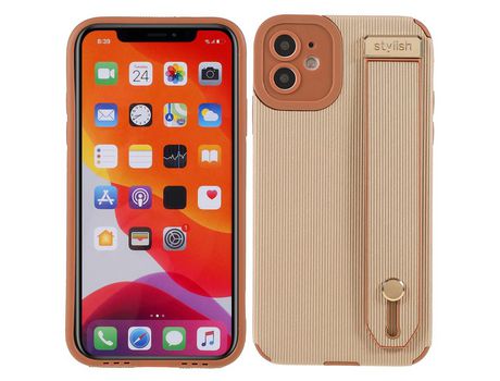 Funda TPU + microfibra con suporte de pulso caqui por iPhone 11 6.1
