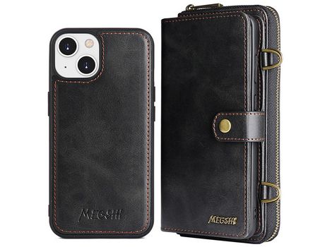 Funda PU Anti-lágrimas magnético desmontable a prueba de choques negro por iPhone 13 6.1