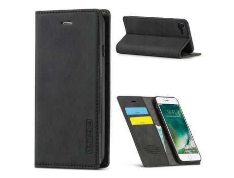 Carcasa PU forte estilo de negócios auto-absorbido negro por Apple iPhone 7/8/SE (2nd Gen)