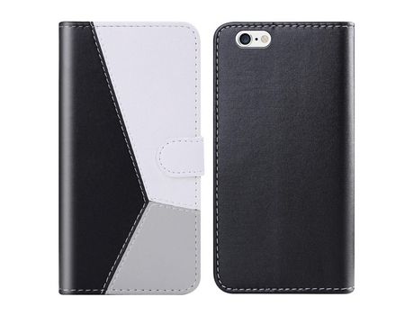 Funda PU emenda de três cores negro/branco/cinza por iPhone 7 4.7 /8 4.7 /SE (2020)/SE (2022)