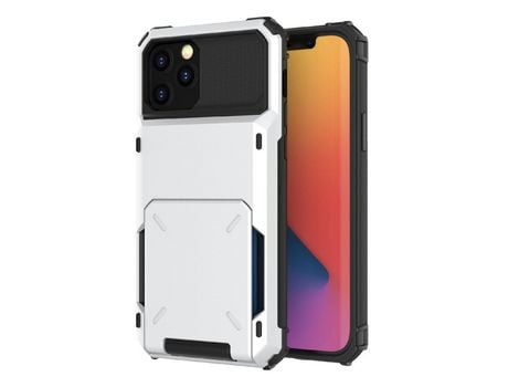 Funda TPU con aba híbrido anti-queda con porta-tarjetas branco por iPhone 13 Pro 6.1