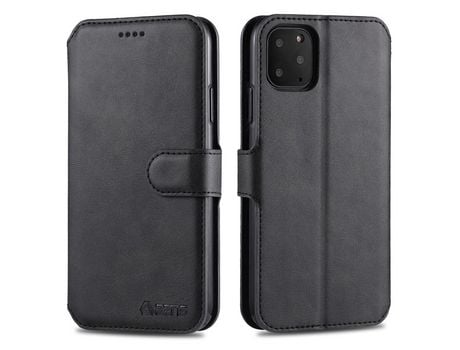 Carcasa PU con apoyo negro por Apple iPhone 12 Pro Max 6.7