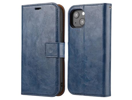 Funda PU + TPU textura de caballo Loco desmontable con fundo azul por iPhone 13 Pro 6.1
