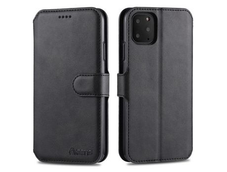 Carcasa PU con apoyo negro por Apple iPhone 12 Pro/iPhone 12 Max 6.1