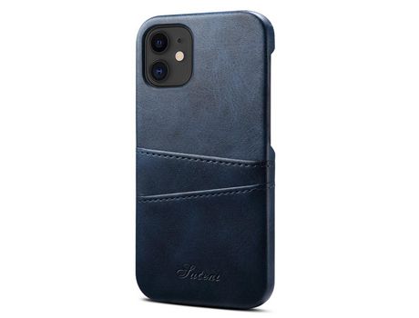 Funda TPU + PU Anti-lágrimas con slots de tarjeta azul por iPhone 12/12 Pro 6.1