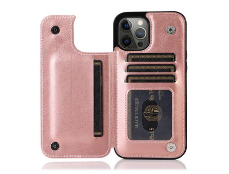 Funda TPU + PU magnético textura de caballo Loco Anti-lágrimas con suporte y suporte de tarjeta ouro rosa por iPhone 13 Pro Max 6.7