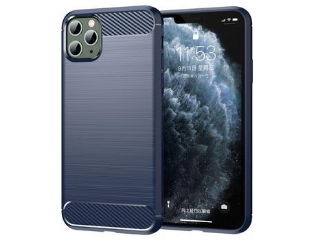 Funda TPU textura de fibra de carbono azul por iPhone 11 Pro Max 6.5