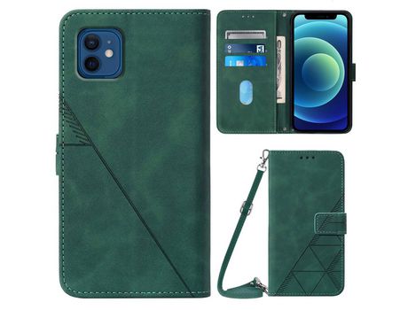 Funda PU con bandolera verde escuro por iPhone 12 mini 5.4