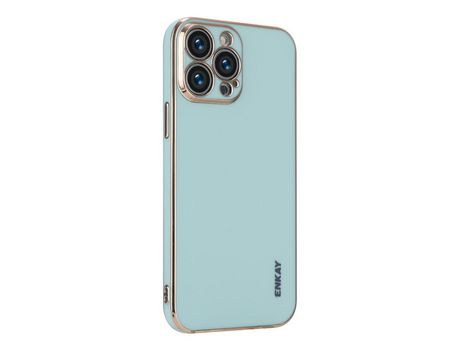Funda TPU ENKAY recorte preciso flexível galvanoplastia azul claro por iPhone 12 Pro Max 6.7