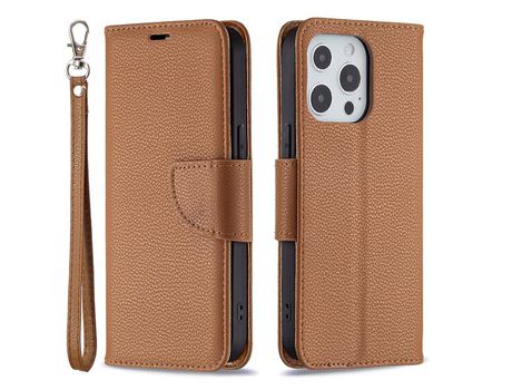 Funda PU + TPU Cerrar magnético de Grano de lichia marrón por iPhone 13/iPhone 13 Pro