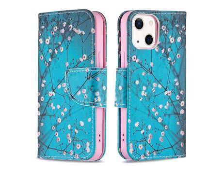 Funda PU + TPU con suporte de flor de ameixa por iPhone 13 mini 5.4