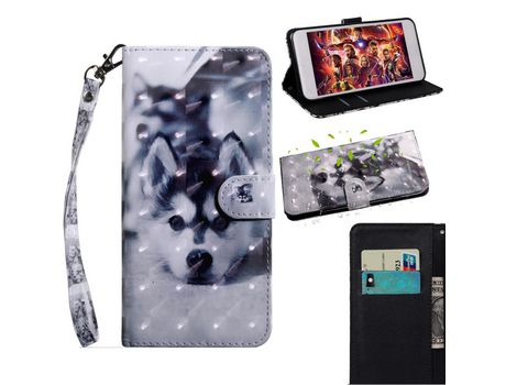 Carcasa PU impressao 3D lobo negro y branco por Apple iPhone XR 6.1 pouces (2019)