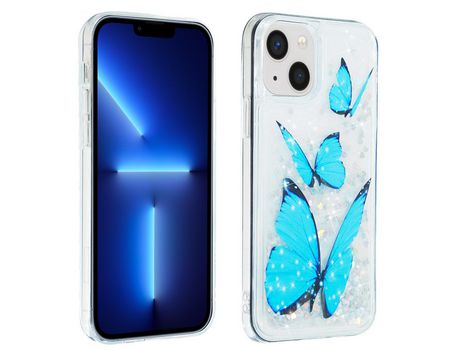Funda TPU patrón de areia movediça brilhante mariposa azul por iPhone 13 mini 5.4