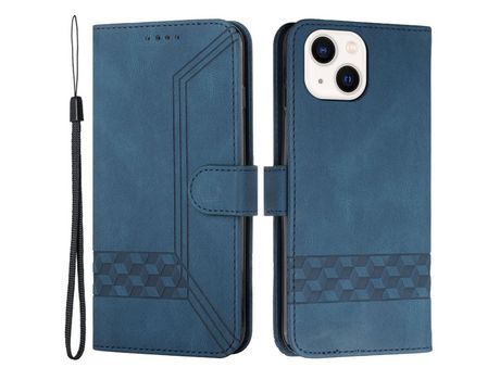 Funda PU patrón de linhas de losango azul real por iPhone 13 6.1