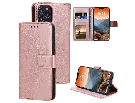 Carcasa PU flor imprint ouro rosa por Apple iPhone 12 Max/Pro 6.1