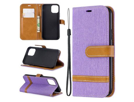 Carcasa PU pano de jeans de colores sortidas roxo por Apple iPhone XS/X 5.8 pouces (2019)