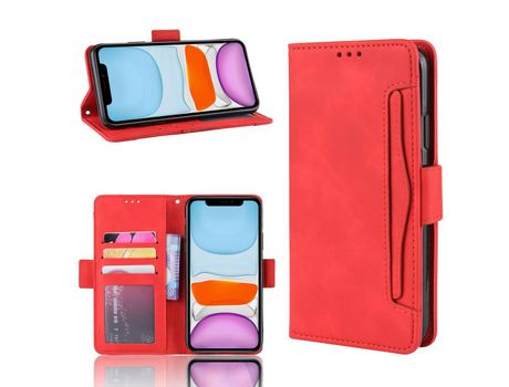 Carcasa PU à moda con varios titulares de tarjeta rojo por Apple iPhone 12 5.4