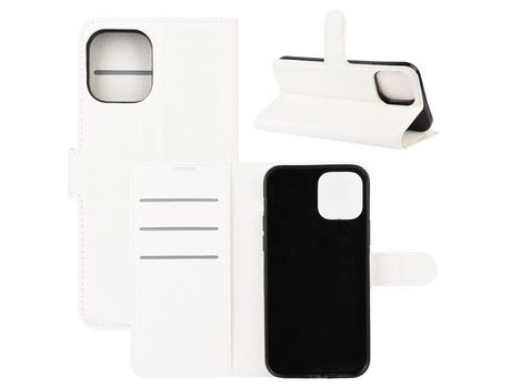 Carcasa PU textura lichia con apoyo branco por Apple iPhone 12 Pro Max 6.7