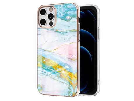 Funda TPU galvanizado patrón de mármol verde por iPhone 12 Pro Max 6.7