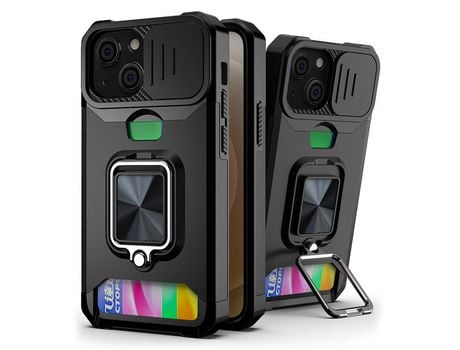 Funda TPU lente híbrida con porta-tarjetas negro por iPhone 13 mini 5.4