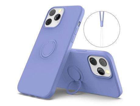 Funda silicone fácil de limpar con suporte ajustável y bandolera roxa por iPhone 13 Pro 6.1